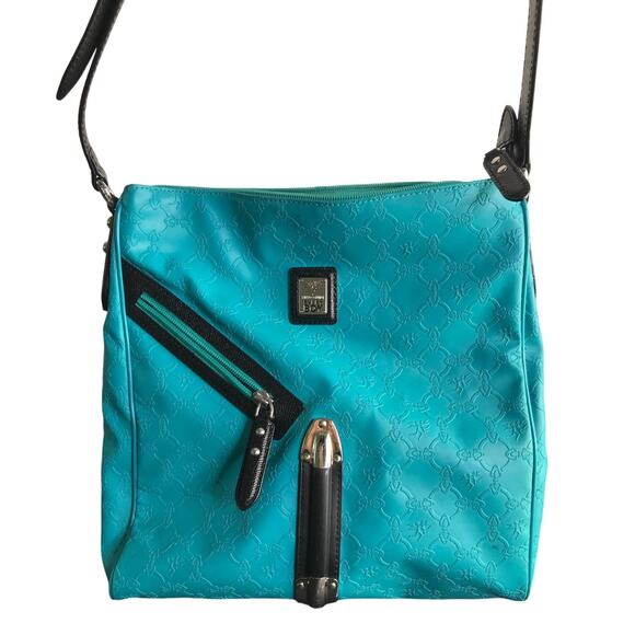 Piero Guidi Every Boy Crossbody Bag Womens Aqua Blue Black 21" Drop